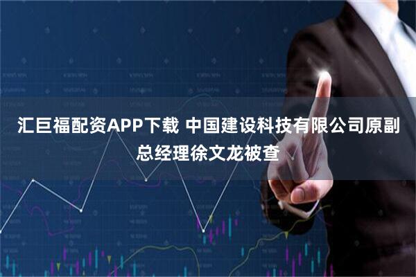 汇巨福配资APP下载 中国建设科技有限公司原副总经理徐文龙被查